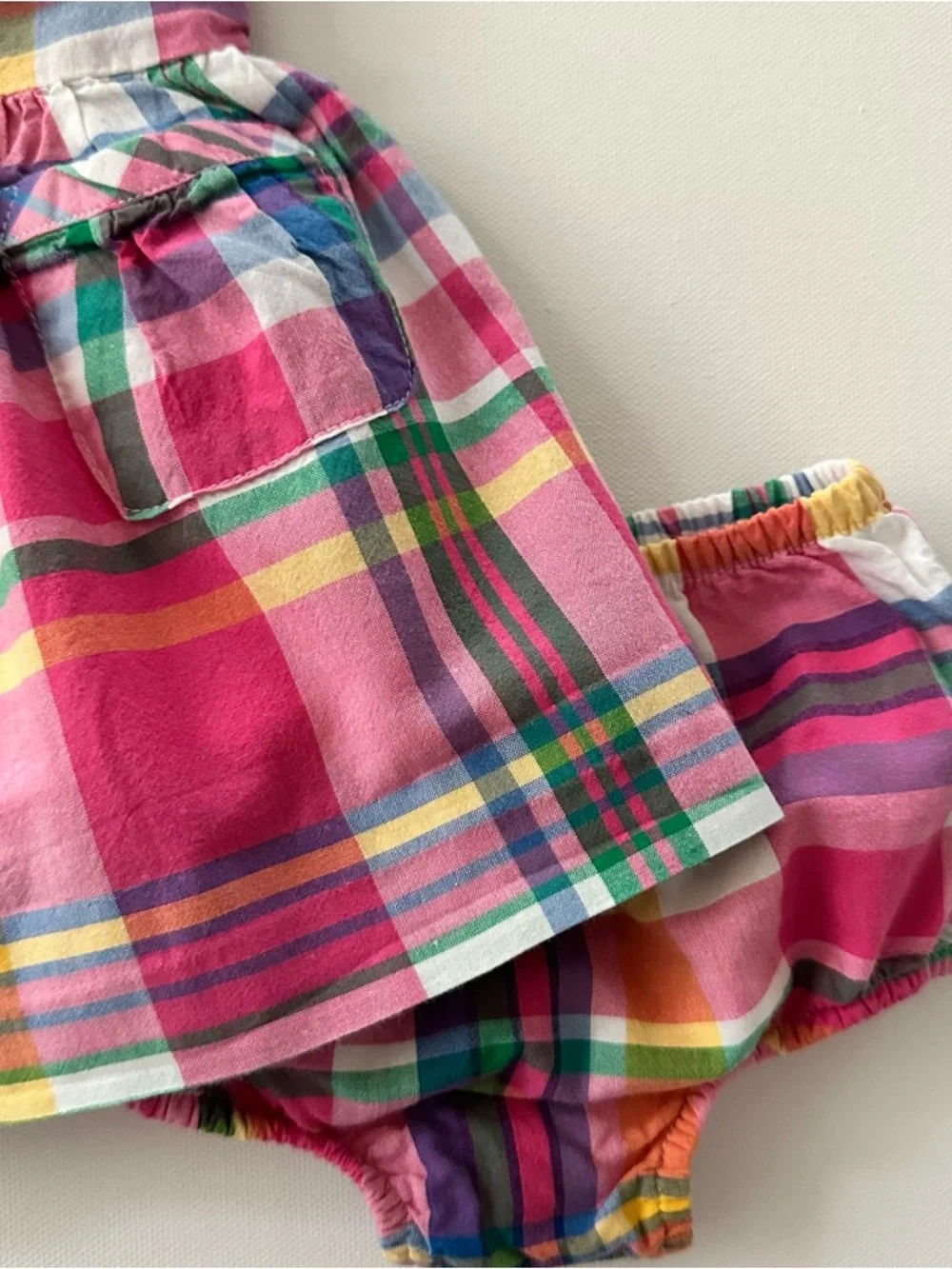 Ralph Lauren 3 Months Baby Girl Pink Multi Plaid Sundress Dress Spring Summer